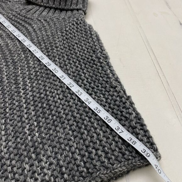 UGG Gray Chunky Knit Wool Blend Rollneck Turtleneck Pullover Poncho  Womens OS - Picture 8 of 11